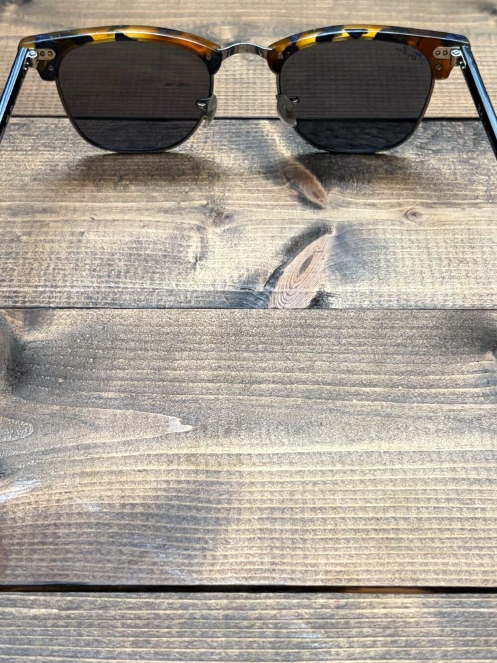 Ray-Ban Clubmaster RB3016 Square Sunglasses Tortoise Shell Black Glass - Picture 6 of 9